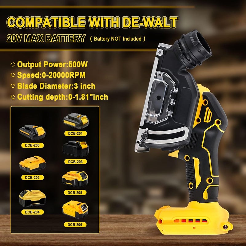 dcvbny Adjustable Cordless Cut-Off Tool,Compatible with DeWalt 20V MAX Battery | Brush Rotorazer Saw&Angle Grinder 20,000 RPM,Includes 4pc 3" Blades for Metal,Wood,Tile,Plastic,No Battery(3" with Base Plate) - Image 2